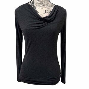 Majestic Paris/ Neiman Marcus, Dark Gray, Long Sleeve cowl neck Luxury Top Small